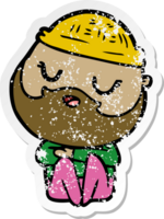 distressed sticker of a cartoon man with beard png