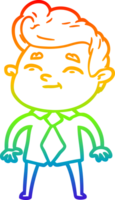 rainbow gradient line drawing of a happy cartoon man png