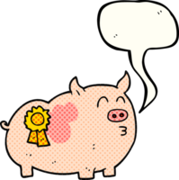 hand drawn comic book speech bubble cartoon prize winning pig png