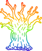 rainbow gradient line drawing of a cartoon tree png