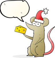 hand drawn speech bubble cartoon christmas mouse with cheese png