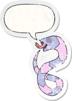 hissing cartoon snake with speech bubble distressed distressed old sticker png