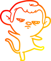 warm gradient line drawing of a cartoon annoyed monkey png