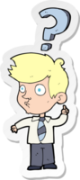 sticker of a cartoon man asking question png