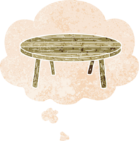 cartoon table with thought bubble in grunge distressed retro textured style png