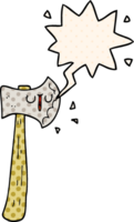 cartoon axe with speech bubble in comic book style png