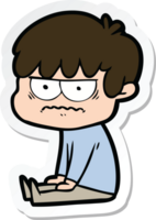 sticker of a annoyed cartoon boy png