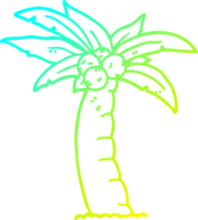 cold gradient line drawing of a cartoon palm tree png