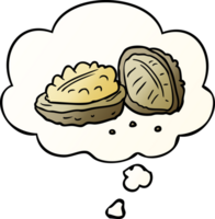 cartoon walnuts with thought bubble in smooth gradient style png