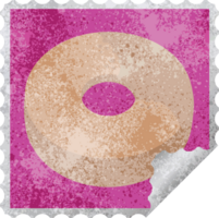 quadratischer Aufkleberstempel mit Donut-Grafik png