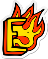 sticker of a cartoon flaming letter png