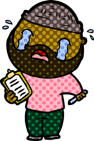 cartoon bearded man crying png