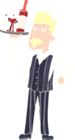 flat color illustration of waiter png