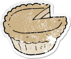 distressed sticker of a cartoon pie png