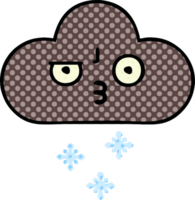 comic book style cartoon of a storm snow cloud png