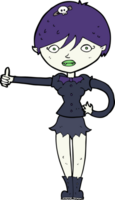 tecknad serie vampyr flicka ger tummen upp symbol png