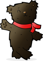 cartoon waving teddy black bear png