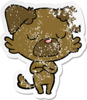 distressed sticker of a cartoon dog png