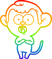 rainbow gradient line drawing of a cartoon shocked monkey png