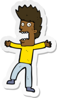 sticker of a cartoon terrified man png