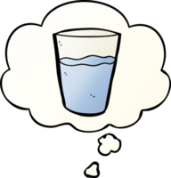 cartoon glass of water with thought bubble in smooth gradient style png