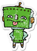 distressed sticker of a cartoon robot png