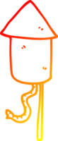 warm gradient line drawing of a cartoon rocket png