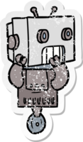 distressed sticker of a cartoon robot png