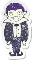 retro distressed sticker of a cartoon vampire boy png