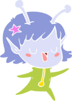 desenho animado de estilo de cor plana de garota alienígena feliz png
