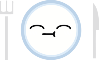 flat color retro cartoon of a dinner plate png
