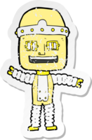 retro noodlijdende sticker van een cartoon wuivende robot png