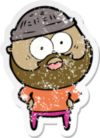 distressed sticker of a cartoon bearded man png