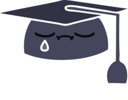 flat color retro cartoon of a graduation hat png