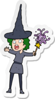 sticker of a cartoon halloween witch png