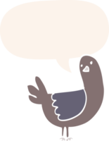 cartoon pigeon with speech bubble in retro style png