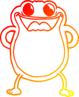 warm gradient line drawing of a cartoon frog png