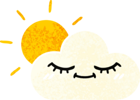 retro illustration style cartoon of a sunshine and cloud png