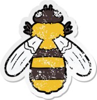 distressed sticker of a cartoon bee png