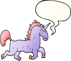 cartoon unicorn with speech bubble in smooth gradient style png