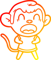 warm gradient line drawing of a shouting cartoon monkey png