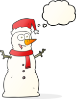 hand drawn thought bubble cartoon snowman png