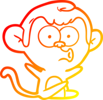 warm gradient line drawing of a cartoon hooting monkey png