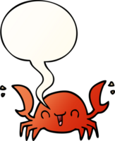 cartoon crab with speech bubble in smooth gradient style png