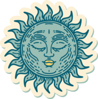 sticker of tattoo in traditional style of a sun png