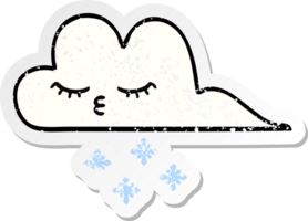 autocollant en détresse d'un joli nuage de neige de dessin animé png