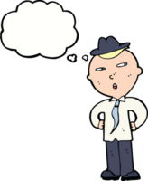 cartoon man wearing hat with thought bubble png