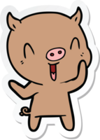 sticker of a happy cartoon pig png