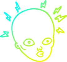 cold gradient line drawing of a cartoon bald head png