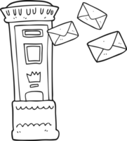 hand drawn black and white cartoon british post box png